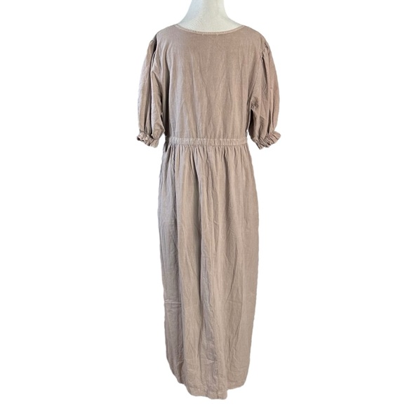 Lacausa Sappho Midi Dress Mushroom Size Large Neutral Cottage Prairie Ethereal - Picture 10 of 15